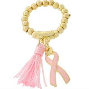 Pink Ribbon & Tassel Ring